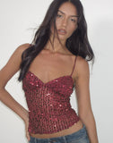 Image of Karachi Triangle Cami Top in Sequin Burgundy