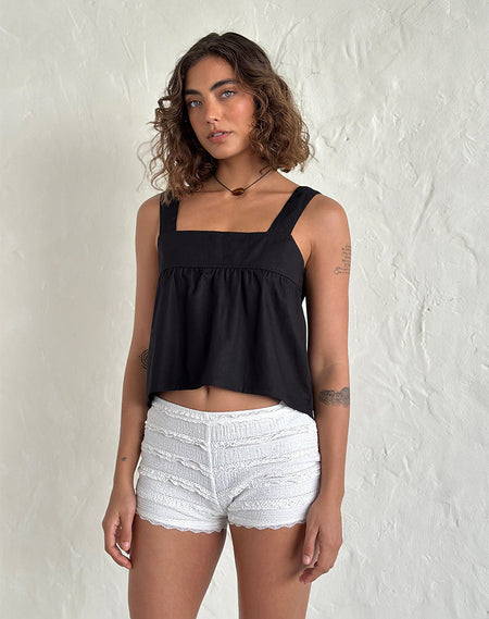 Mantha Knot Shoulder Top in Black