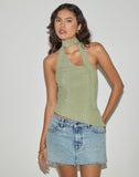 Image of Karasi Tie Neck Top in Shimmer Lurex Green
