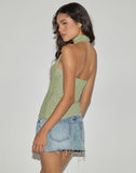 Image of Karasi Tie Neck Top in Shimmer Lurex Green