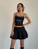 Image of Karda Cami Top in Black with Contrast Ribbon