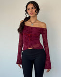 Image of Kareena Top in Botanical Flower Maroon