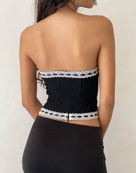 image of Karida Lace Edge Corset Top in Black