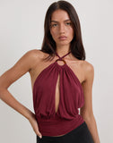 Image of Karise Plunge Top in Cupro Dark Red