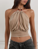 Image of Karise Plunge Top in Glitter Lurex Mesh Cream