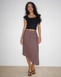 Image of Karlesa Asymmetric Midi Skirt in Deep Taupe