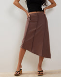 Image of Karlesa Asymmetric Midi Skirt in Deep Taupe