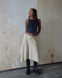 Image of MOTEL X JACQUIE Karsyn Asymmetric Midi Skirt in Oat