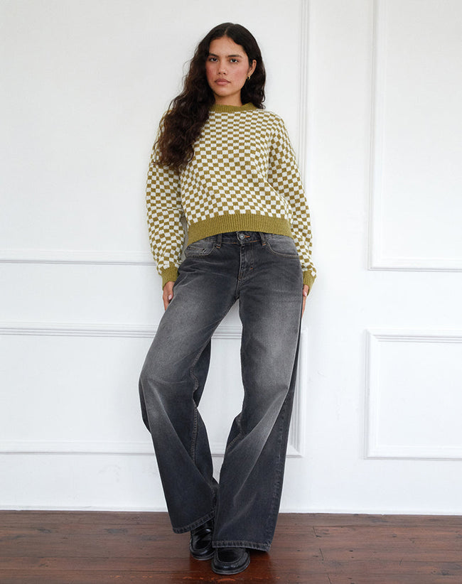 Image of Karu Jumper in Check Green