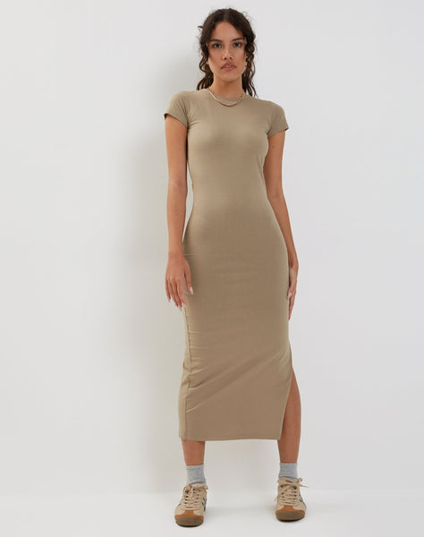 Image of Kasor Open Back Midi Dress in London Fog