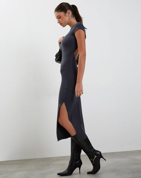 Image of Kasor Open Back Midi Dress in Ocean Storm