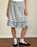 Image of Kasya Midi Skirt in Pastel Blue Tartan