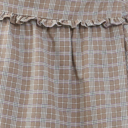 Kasya Frill Hem Wrap Midi Skirt in Taupe Check