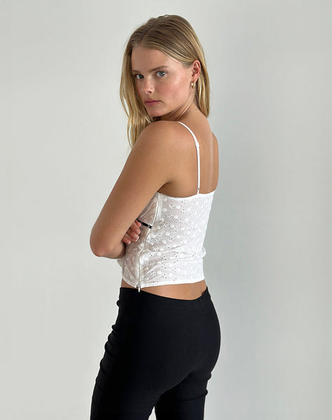 Image of Katisa Top in Broderie White