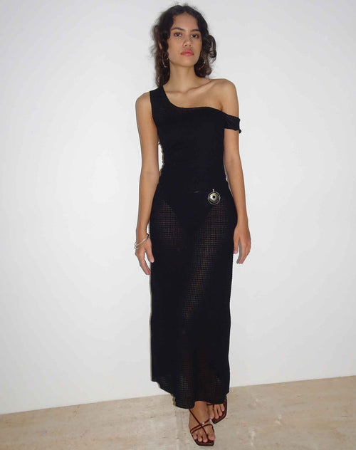 Image of Katja Maxi Dress in Black Textured Crochet