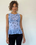 image of Katnis Top in Inky Blue Floral Mesh