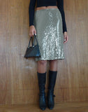 Image of Kavi Midi Skirt in Khaki Green Clear Sequin