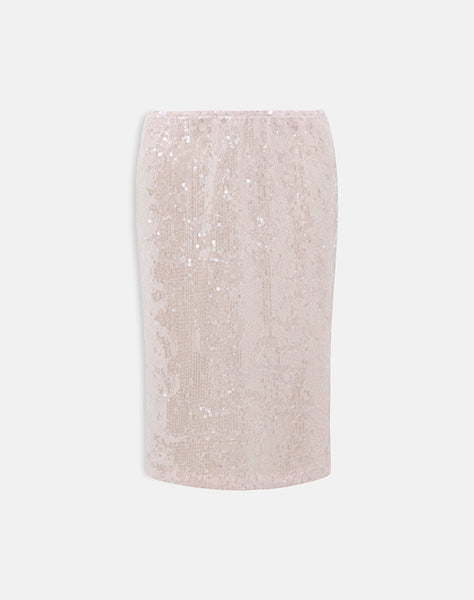 Image of Kavivi Midi Skirt in Sequin Baby Pink