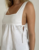 image of Kawase Tie Side Mini Dress in Linen White