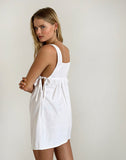 image of Kawase Tie Side Mini Dress in Linen White