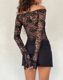 Image of Kawila Bardot Top in Floral Lace Jet Black