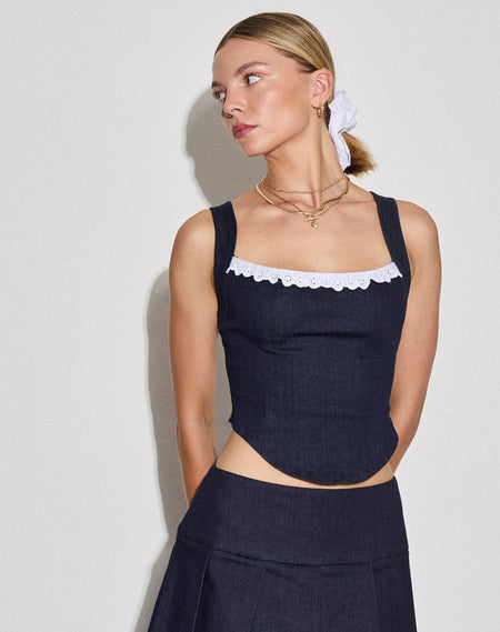 Jatmi Corset Top in Dark Indigo