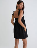 Image of Kayla Square Neck Mini Dress in Linen Black