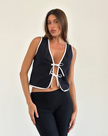 Palsi Tie Side Sleeveless Top in Black