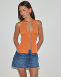 Image of Kaytia Halterneck Top in Double Tie Sunset Orange