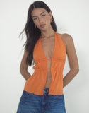 Image of Kaytia Halterneck Top in Double Tie Sunset Orange
