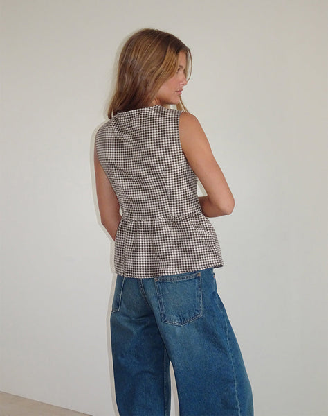 Image of Kayvata Top in Mini Gingham Brown