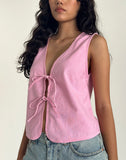 Image of Kayve Tie Front Top in Flamingo Pink