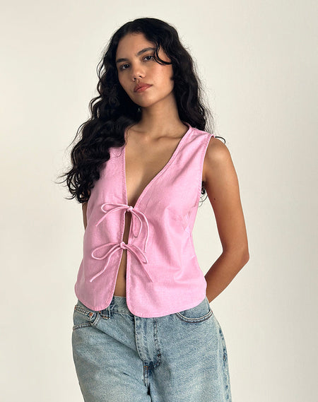 Salisha Tank Top in Pink Sheer Knit