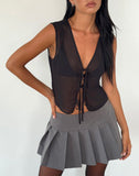 Image of Kayve Tie Front Top in Chiffon Black