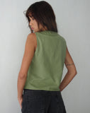 image of Kayve Tie Front Top in Dark Sage