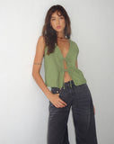 image of Kayve Tie Front Top in Dark Sage