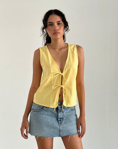 Roxe Ribbed Vest Top in Lemonade