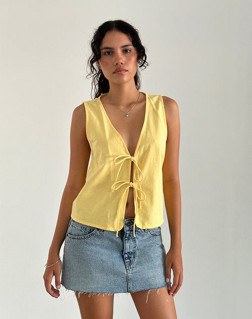 Image of Kayve Tie Front Top in Lemonade