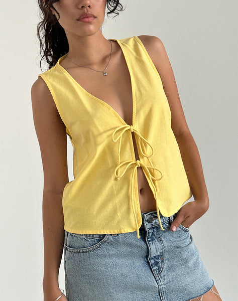 Image of Kayve Tie Front Top in Lemonade