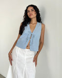 Image of Kayve Tie Front Top in Nantucket Blue