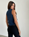 Image of Kayve Tie Front Top in Navy