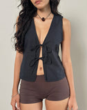 Image of MOTEL X JACQUIE Kayve Tie Front Top in Black