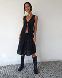 image of MOTEL X JACQUIE Neleta Shirred Waist Midi Skirt in Black