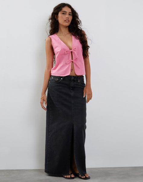 Image of Kayve Tie Front Top in Bubblegum Pink