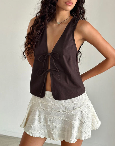 Beck Ruched Tie Strap Top in Bitter Chocolate