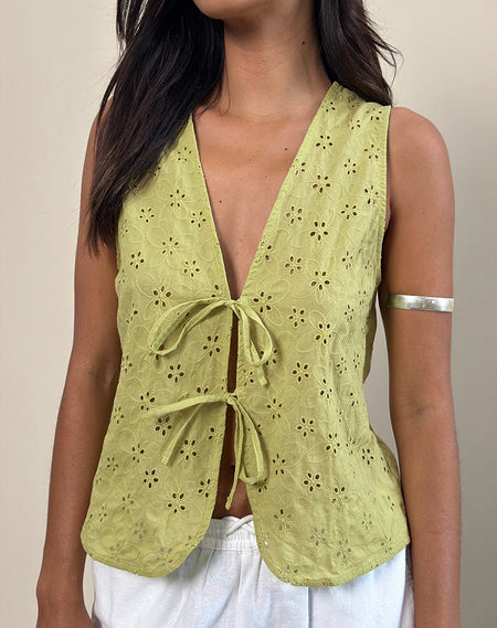 Ryoma Halterneck Top in Flower Broderie Black