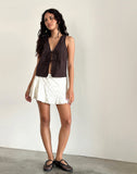 Image of Kayve Tie Front Top in Poplin Deep Mahogany