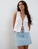 Image of Kayve Tie Front Top in White