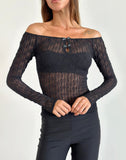 Image of Kazi Bardot Top in Crinkle Black