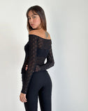 Image of Kazi Bardot Top in Crinkle Black